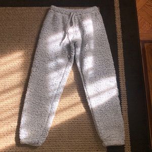 PINK Victorias Secret Sherpa Sweatpants — Gray